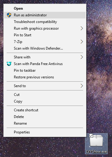 run as administrator LyvShow